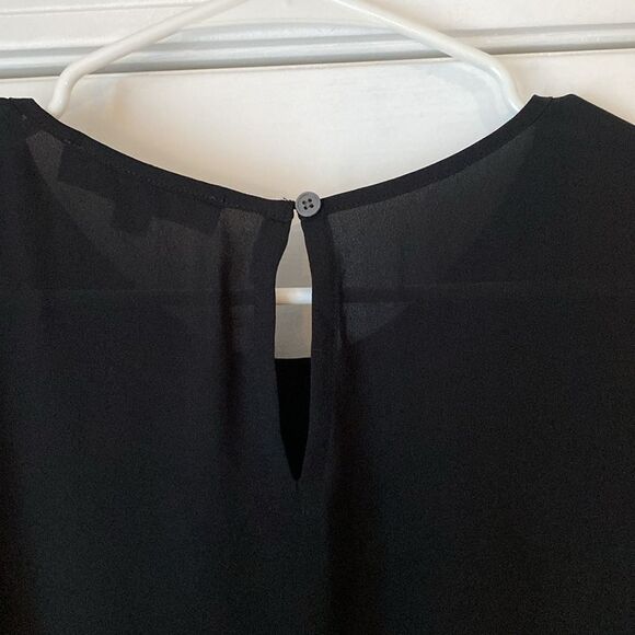 Loft Black Ruffle Sleeve and Waist Top Size Small - Picture 8 of 9